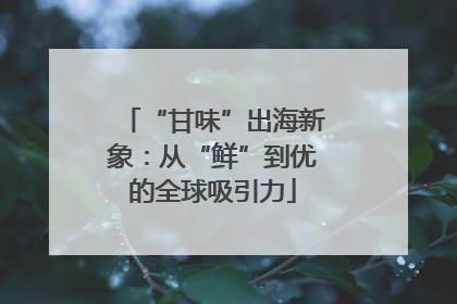 “甘味”出海新象：从“鲜”到优的全球吸引力