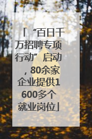 “百日千万招聘专项行动”启动，80余家企业提供1600多个就业岗位
