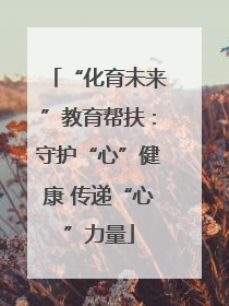 “化育未来”教育帮扶：守护“心”健康 传递“心”力量