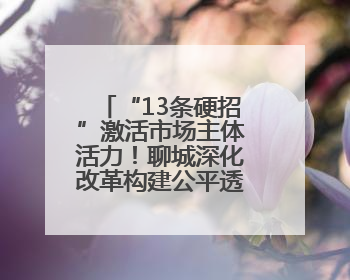 “13条硬招”激活市场主体活力！聊城深化改革构建公平透明市场环境