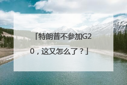 特朗普不参加G20，这又怎么了？