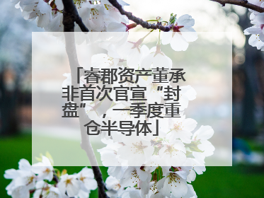 睿郡资产董承非首次官宣“封盘”，一季度重仓半导体