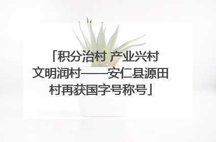 积分治村 产业兴村 文明润村——安仁县源田村再获国字号称号