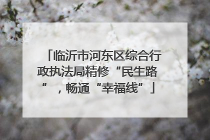 临沂市河东区综合行政执法局精修“民生路”，畅通“幸福线”