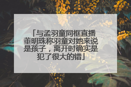 与孟羽童同框直播 董明珠称羽童对她来说是孩子，离开时确实是犯了很大的错