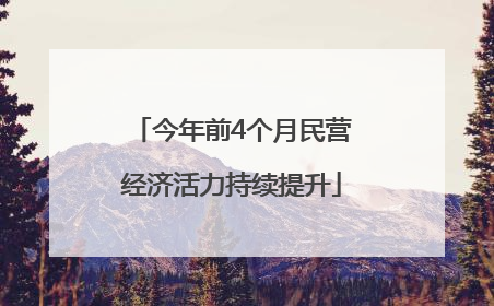 今年前4个月民营经济活力持续提升