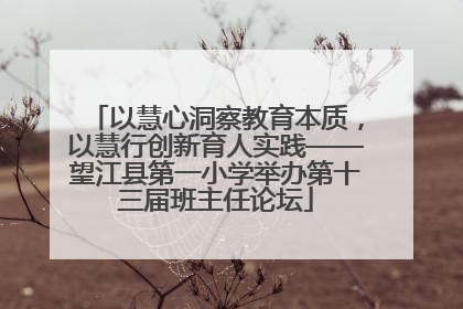 以慧心洞察教育本质，以慧行创新育人实践——望江县第一小学举办第十三届班主任论坛