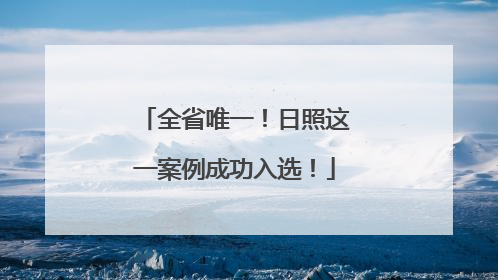 全省唯一！日照这一案例成功入选！