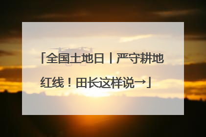 全国土地日丨严守耕地红线！田长这样说→