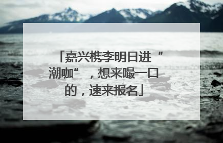 嘉兴槜李明日进“潮咖”，想来嘬一口的，速来报名