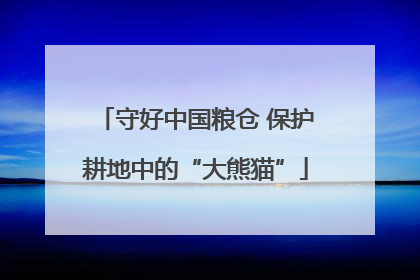 守好中国粮仓 保护耕地中的“大熊猫”