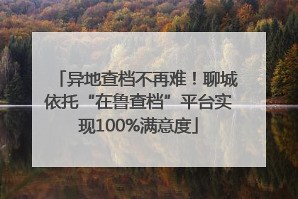 异地查档不再难！聊城依托“在鲁查档”平台实现100%满意度