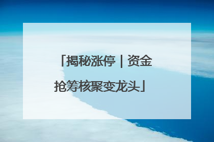 揭秘涨停｜资金抢筹核聚变龙头