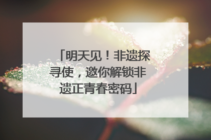 明天见！非遗探寻使，邀你解锁非遗正青春密码