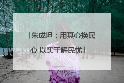 朱成坦：用真心换民心 以实干解民忧