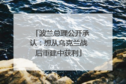 波兰总理公开承认：想从乌克兰战后重建中获利