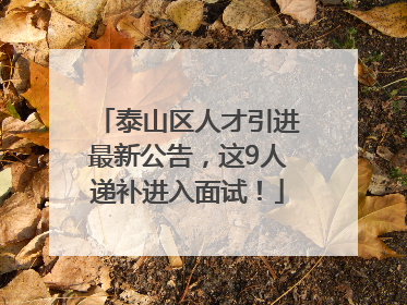 泰山区人才引进最新公告，这9人递补进入面试！