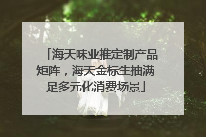 海天味业推定制产品矩阵，海天金标生抽满足多元化消费场景