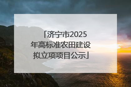 济宁市2025年高标准农田建设拟立项项目公示