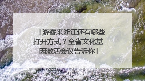 游客来浙江还有哪些打开方式？全省文化基因激活会议告诉你