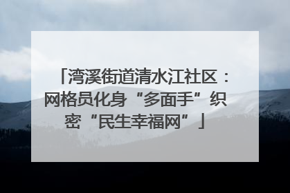 湾溪街道清水江社区：网格员化身“多面手”织密“民生幸福网”