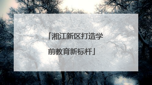湘江新区打造学前教育新标杆