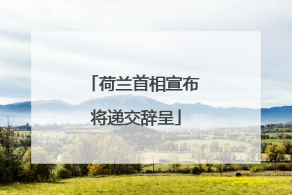 荷兰首相宣布将递交辞呈