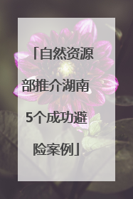 自然资源部推介湖南5个成功避险案例