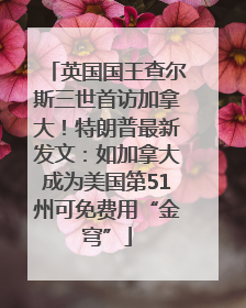 英国国王查尔斯三世首访加拿大！特朗普最新发文：如加拿大成为美国第51州可免费用“金穹”