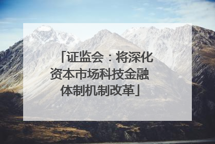 证监会：将深化资本市场科技金融体制机制改革