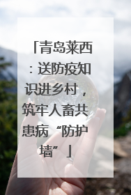 青岛莱西：送防疫知识进乡村，筑牢人畜共患病“防护墙”
