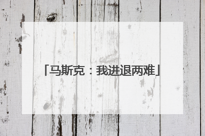 马斯克：我进退两难