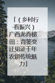（乡村行·看振兴）广西龙脊梯田：背篓变迁见证千年农耕传统魅力