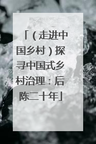 （走进中国乡村）探寻中国式乡村治理：后陈二十年