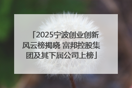 2025宁波创业创新风云榜揭晓 富邦控股集团及其下属公司上榜