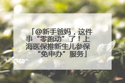 @新手爸妈，这件事“零跑动”了！上海医保推新生儿参保“免申办”服务